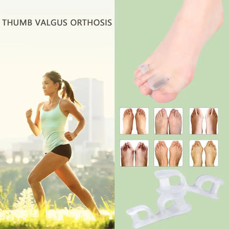 1pair Silicone Gel Straightener Two Hole Toe Separator Fingers Protector Bunion Adjuster Hallux Valgus Foot Care 